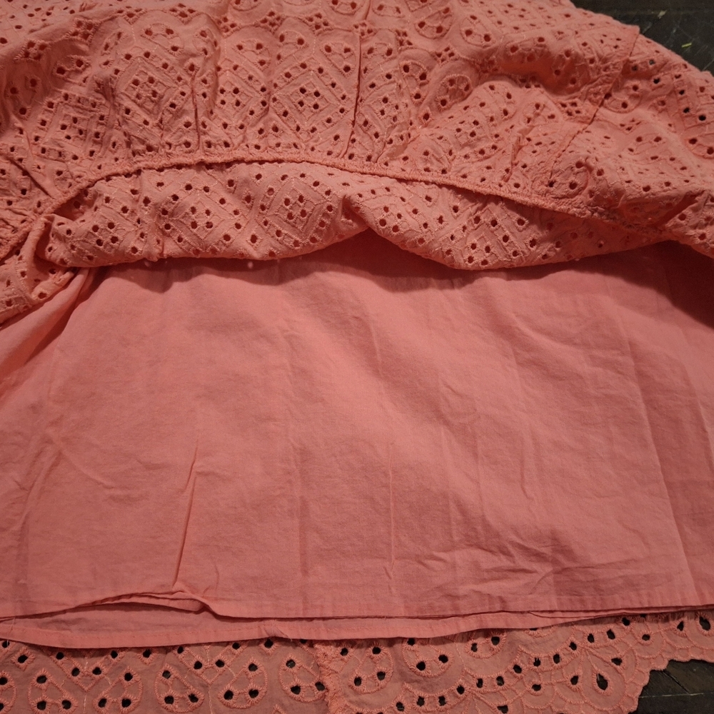 Anthropologie Maeve Pink/Coral Eyelet Dress Size L. - Picture 4 of 8
